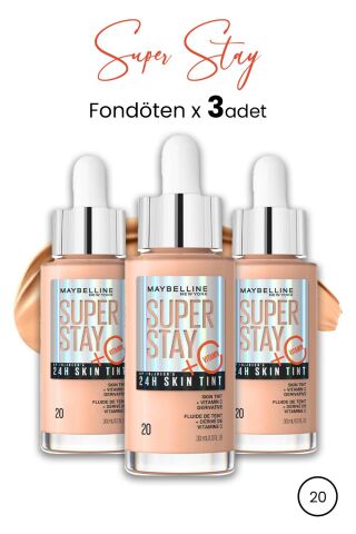 Maybelline Super Stay 24H Skin Tint Fondöten 20 30 ml  x 3 Adet