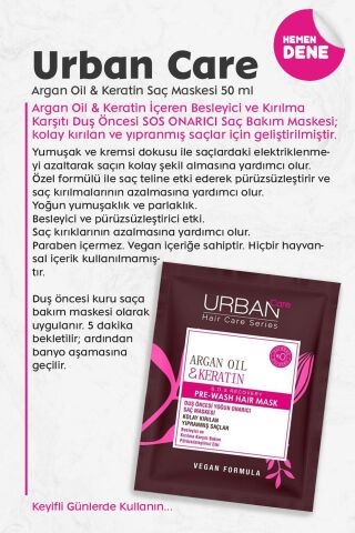Urban Care Argan Oil & Keratin Saç Maskesi 50 ml