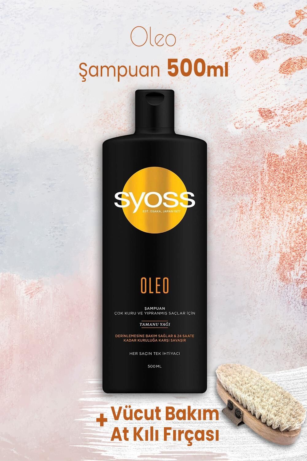 Syoss Oleo Derinlemesine Bakım Şampuan 500 ml ve Vücut Bakım At Kılı Fırçası