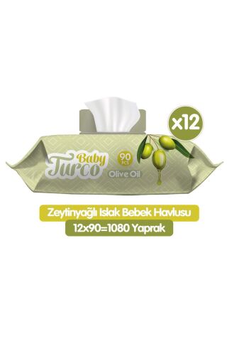 Baby Turco Zeytinyağlı Islak Havlu Mendil 90x12 1080 Yaprak