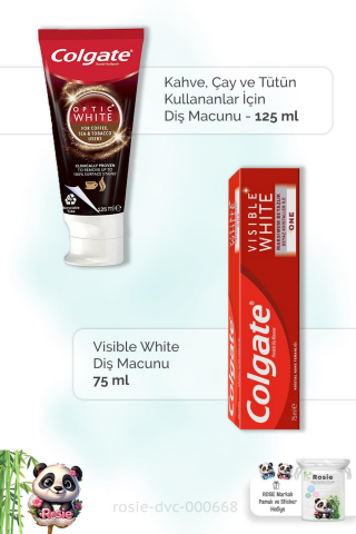 Colgate Kafein Kullananlar İçin 125 ml,  Visible White 75 ml Diş Macunu ve ROSIE