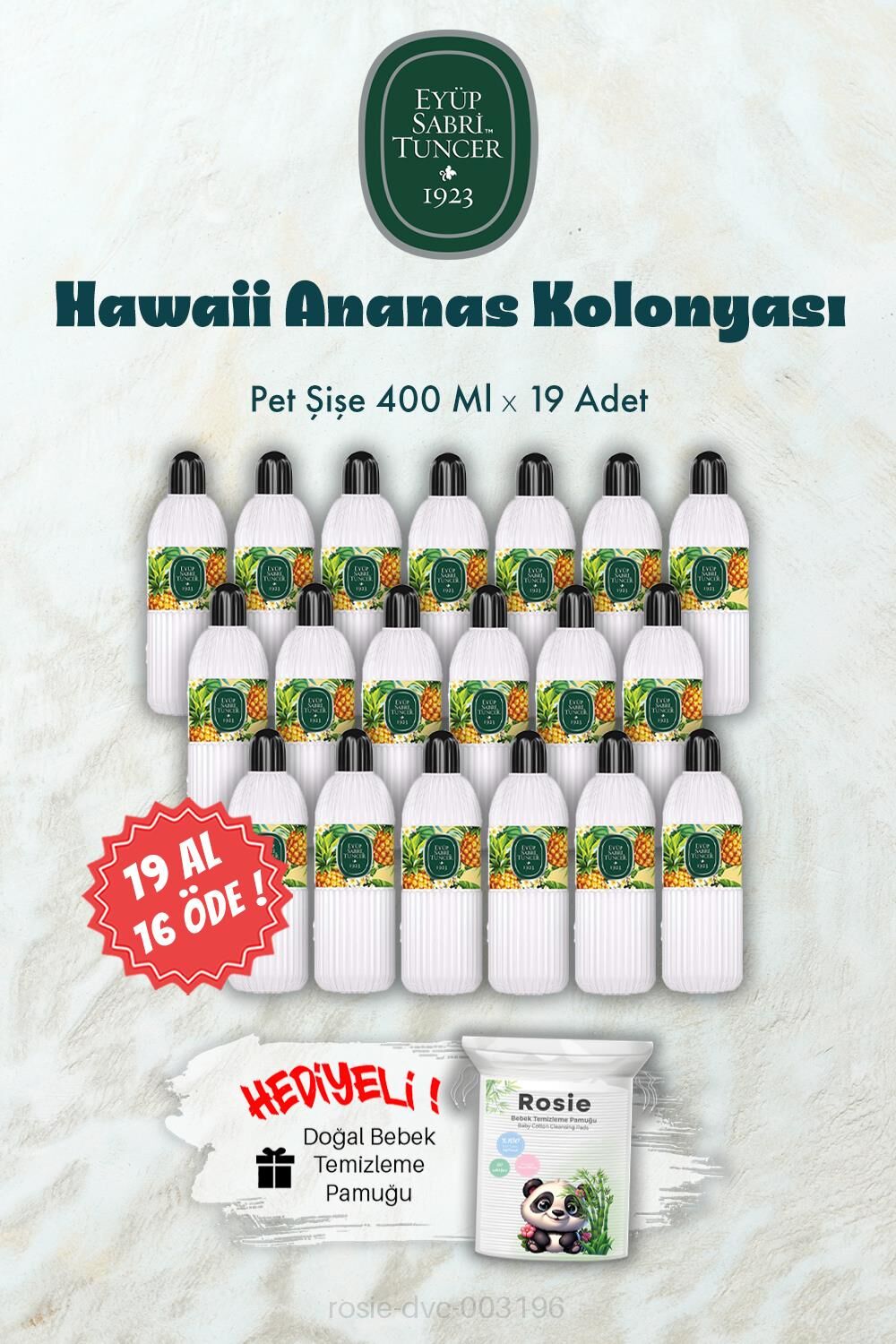 Hawaii Ananas Kolonyası 19 AL 16 ÖDE 400 ML ve ROSIE Hediye