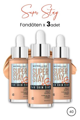 Maybelline Super Stay 24H Skin Tint Fondöten 40 30 ml  x 3 Adet