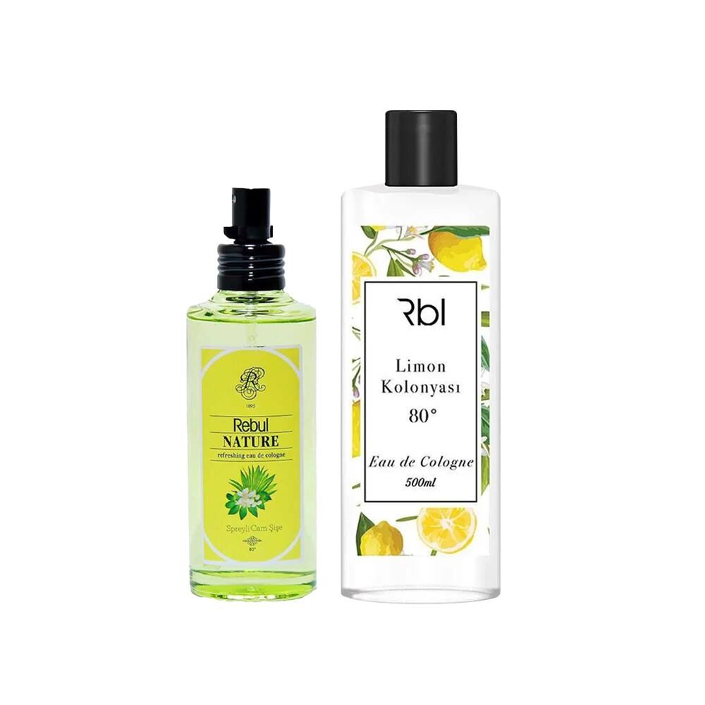Rebul Nature Sprey Kolonya 100 ml ve Limon Kolonyası 500 ml