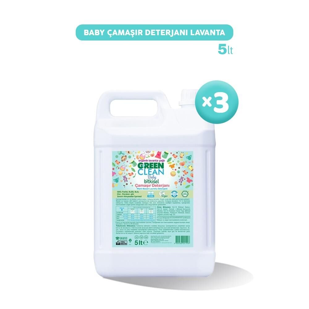 Green Clean Baby Bitkisel Çamaşır Deterjanı Lavanta Yağlı 5 lt x 3