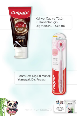 Colgate Kafein Kullananlar İçin 125 ml Diş Macunu,  FoamSoft Diş Eti Diş Fırçası ve ROSIE