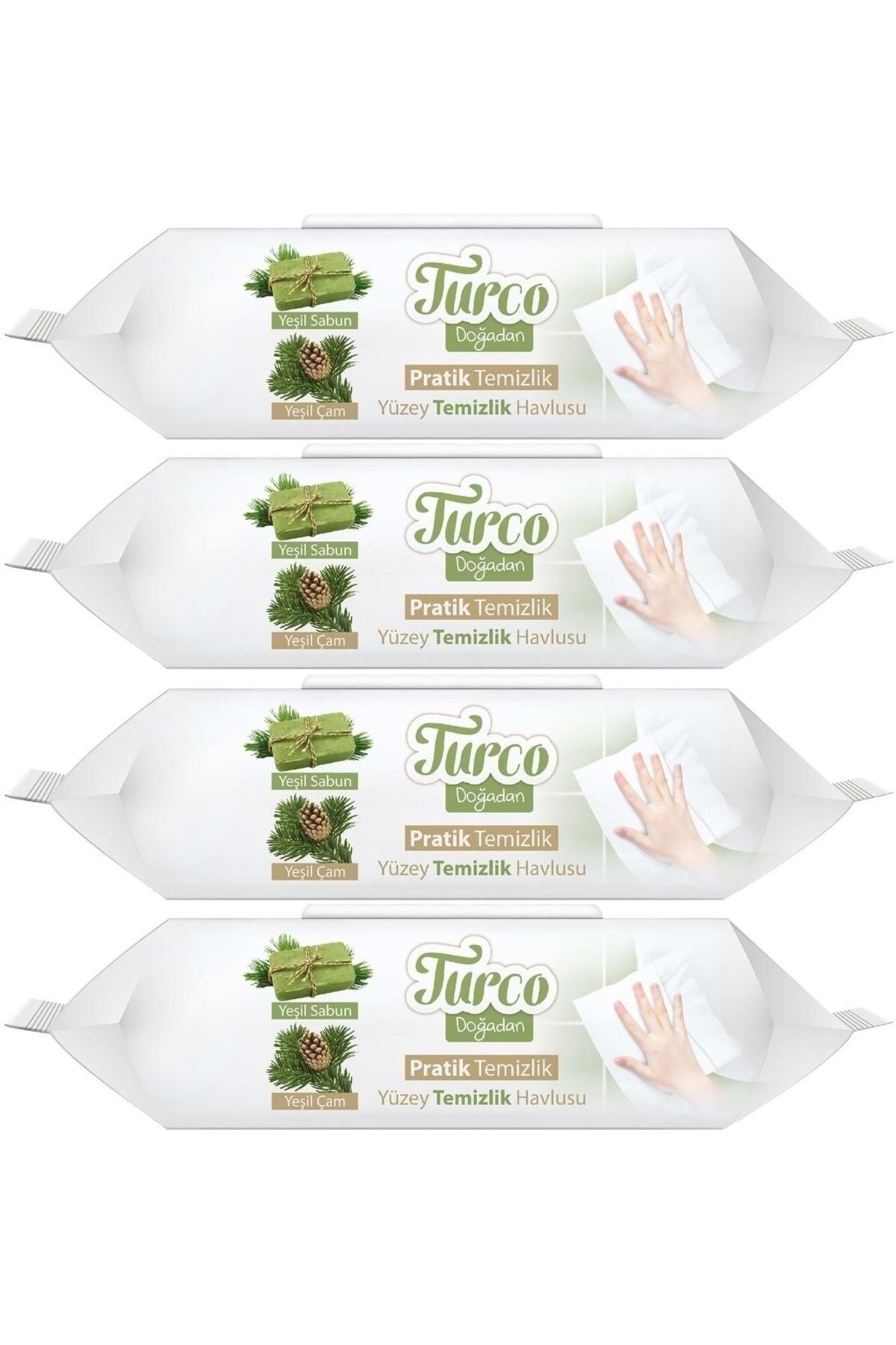 Baby Turco Pratik Yüzey Temizlik Havlusu Yeşil Sabun/Yeşil Çam 100x(4 Lü Set) 400 Yaprak