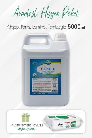 Turmepa Ahşap, Parke Temizleyici 5 lt ve Mopa Uyumlu Yüzey Temizlik 80'li