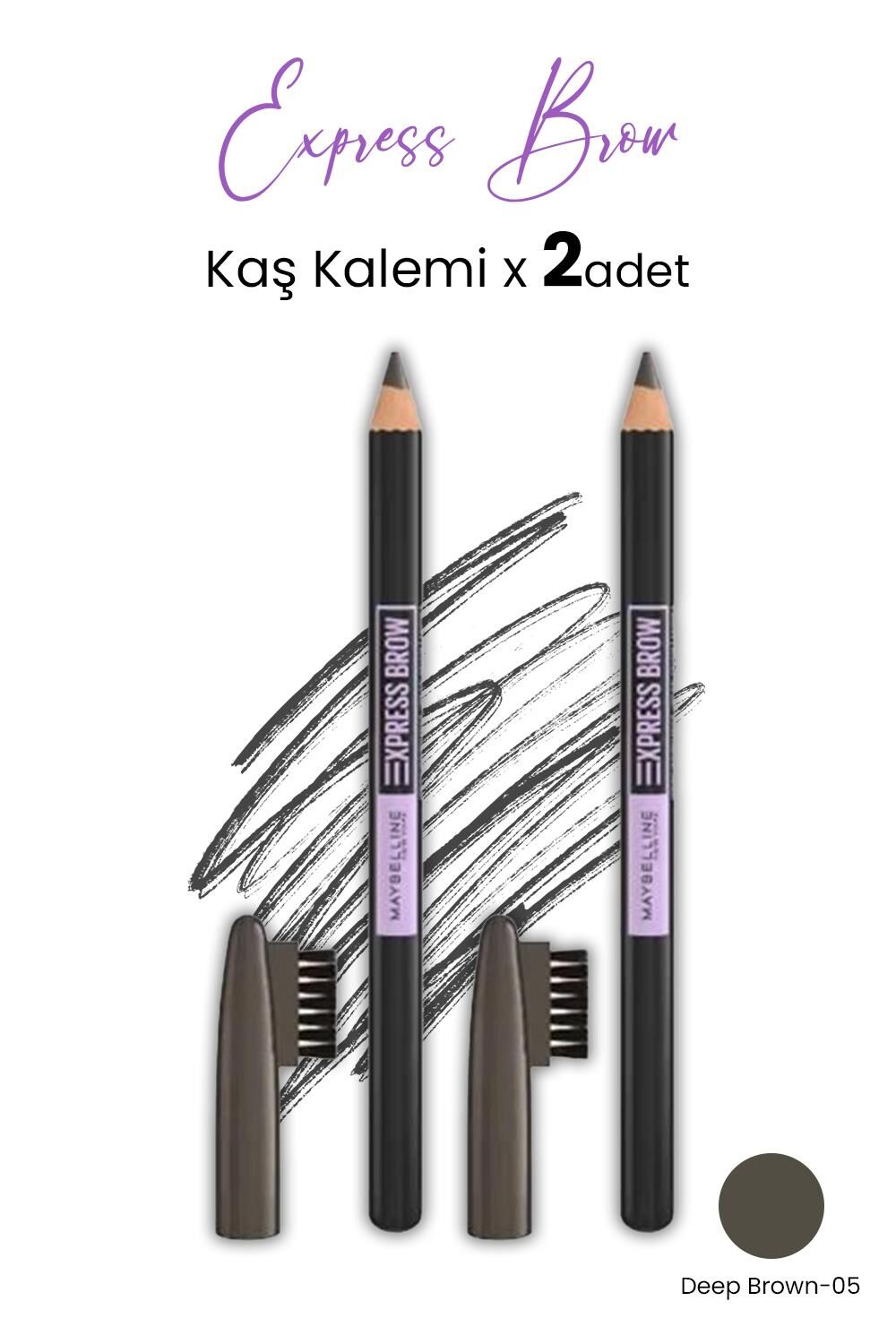 Maybelline Express Brow Kaş Kalemi - 05 Deep Brown  x 2 Adet