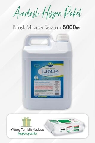 Turmepa Jel Bulaşık Makinesi Deterjanı 5 lt ve Mopa Uyumlu Yüzey Temizlik 80'li