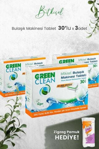 U Green Clean Bulaşık Makinesi Tablet 30'lu x 3 Adet ve Hediyeli