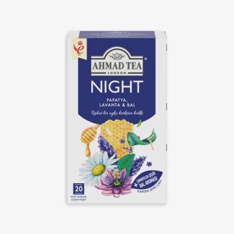 Night Karışık Bitki Çayı 20'li Poşet Çay 7 paket ve Rakun Kupa