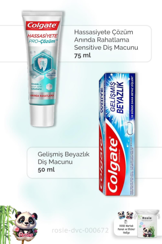 Colgate Hassasiyete Çözüm 75 ml, Gelişmiş Beyazlık 50 ml Diş Macunu ve ROSIE