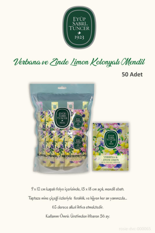 3 Paket Eyüp Sabri Tuncer Verbena & Zinde Limon Kolonyalı Mendil 50'li ve ROSIE