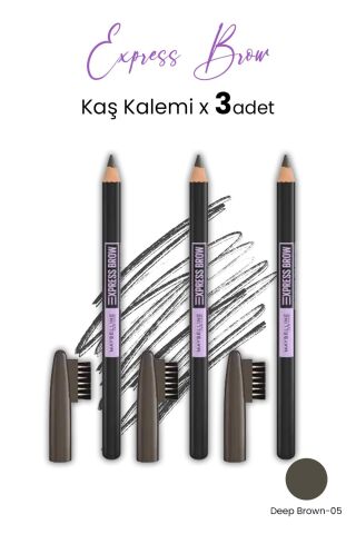Maybelline Express Brow Kaş Kalemi - 05 Deep Brown  x 3 Adet