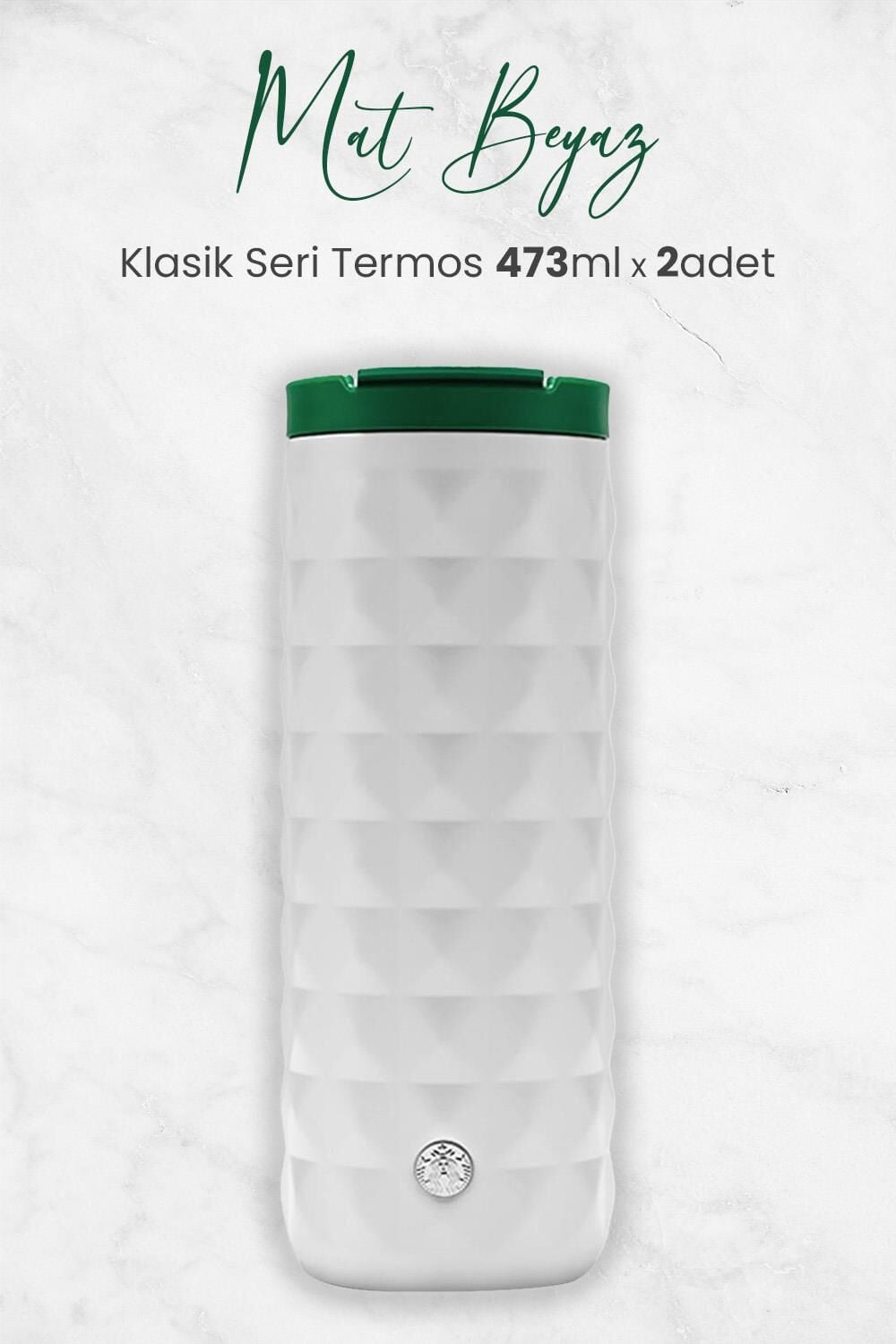 Starbucks Mat Beyaz Klasik Seri Termos 473 ml x 2 Adet