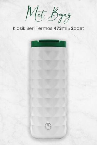 Starbucks Mat Beyaz Klasik Seri Termos 473 ml x 2 Adet