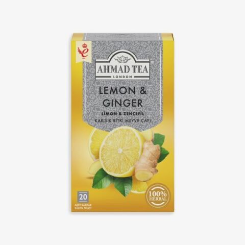 Limon Ve Zencefil Karışık Bitki Çayı 20'li, 7 paket ve Rakun Kupa