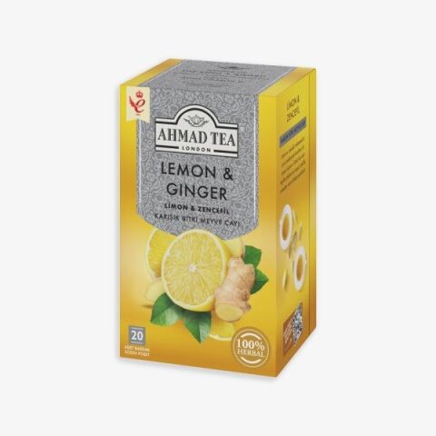 Limon Ve Zencefil Karışık Bitki Çayı 20'li, 7 paket ve Rakun Kupa