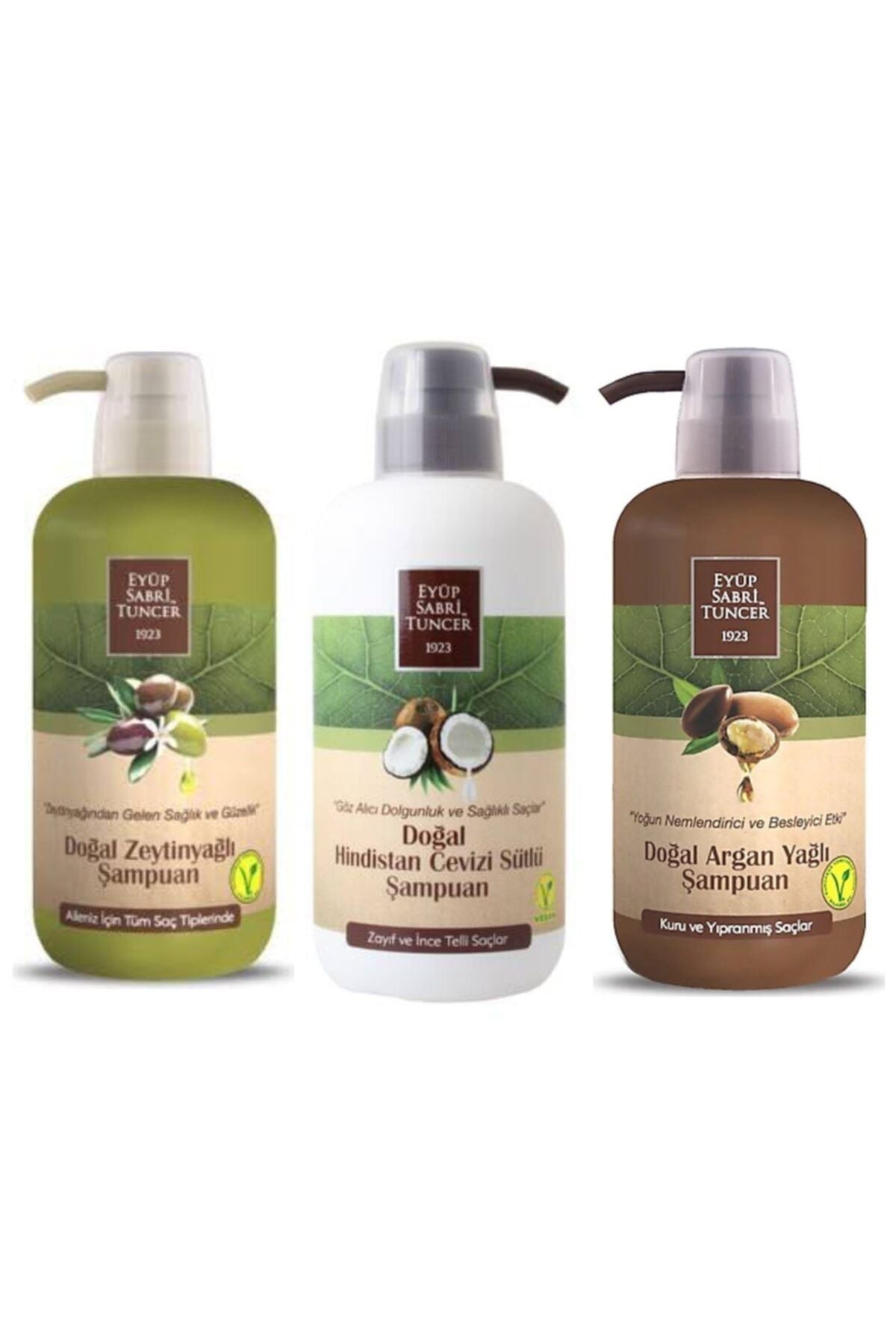 Eyüp Sabri Tuncer Zeytinyağlı Şampuan, Hindistan Cevizi Sütlü Şampuan, Argan Yağlı Şampuan 600 ML