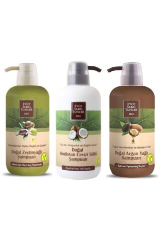 Eyüp Sabri Tuncer Zeytinyağlı Şampuan, Hindistan Cevizi Sütlü Şampuan, Argan Yağlı Şampuan 600 ML