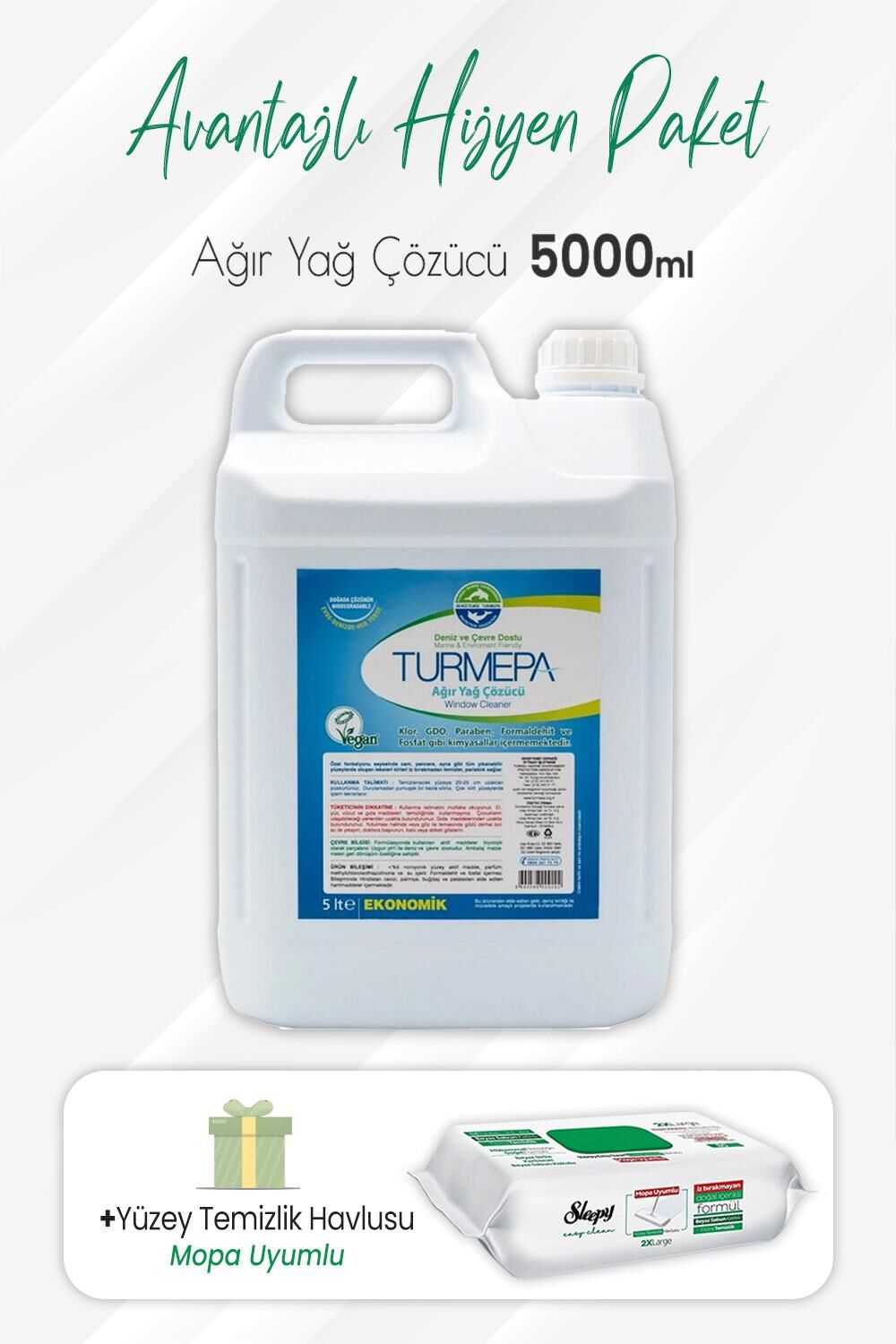 Turmepa Ağır Yağ Sökücü 5 lt ve Mopa Uyumlu Yüzey Temizlik 80'li