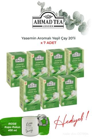 Yasemin Aromalı Yeşil Çay 20’li, 7 paket ve Rakun Kupa