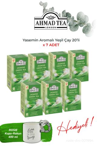 Yasemin Aromalı Yeşil Çay 20’li, 7 paket ve Rakun Kupa