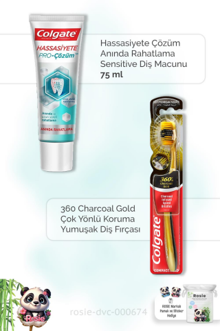 Colgate Hassasiyete Çözüm 75 ml Diş Macunu ,  360 Charcoal Gold Diş Fırçası ve ROSIE
