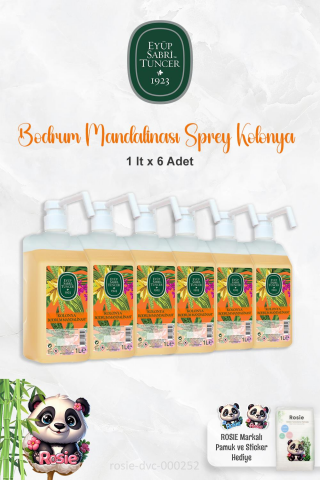 6 Adet Eyüp Sabri Tuncer Bodrum Mandalinası Sprey Başlıklı Kolonya 1 lt  ve ROSIE
