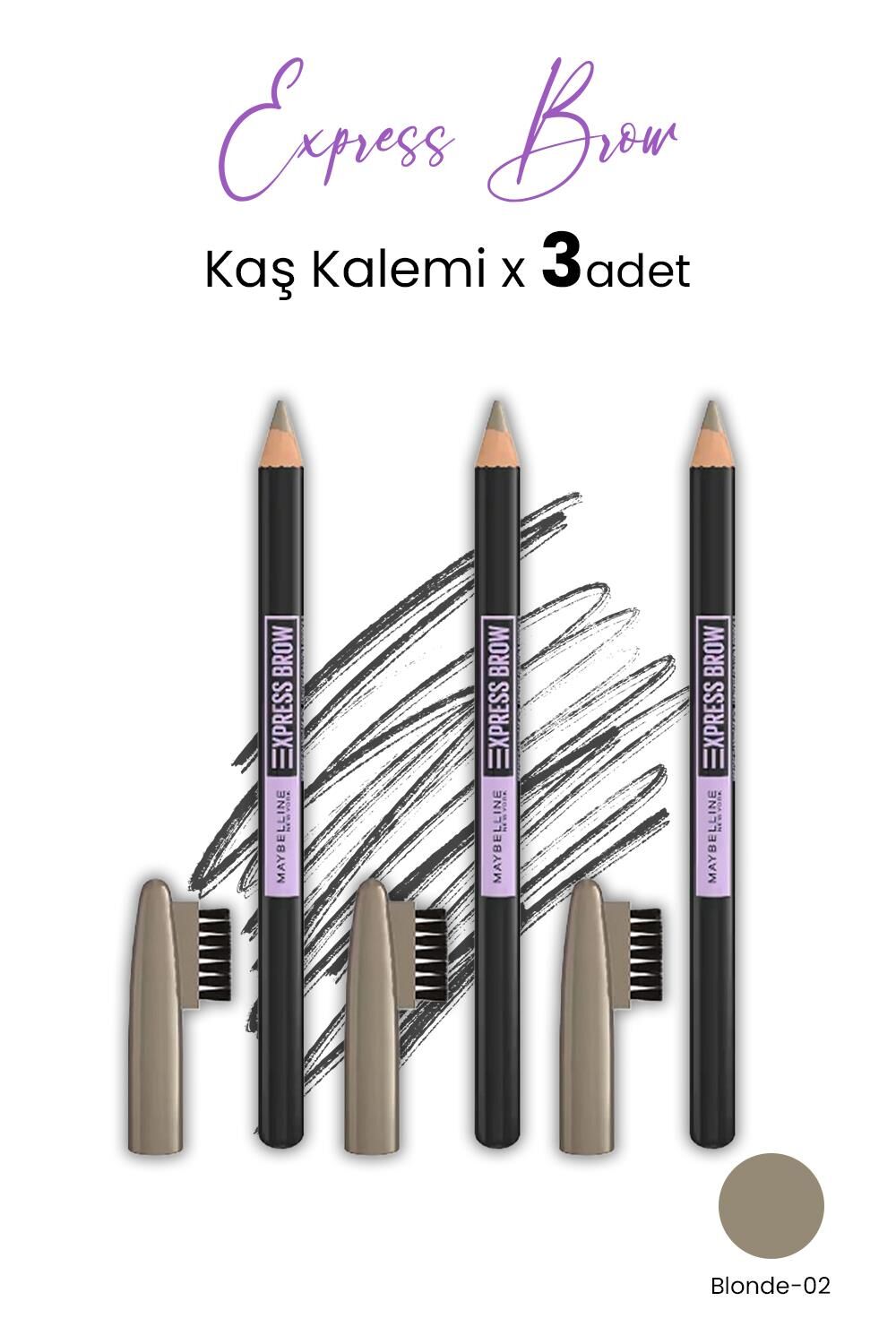 Maybelline Express Brow Kaş Kalemi - 02 Blonde  x 3 Adet