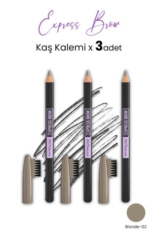 Maybelline Express Brow Kaş Kalemi - 02 Blonde  x 3 Adet