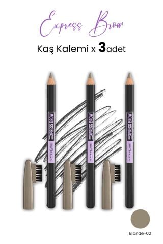 Maybelline Express Brow Kaş Kalemi - 02 Blonde  x 3 Adet