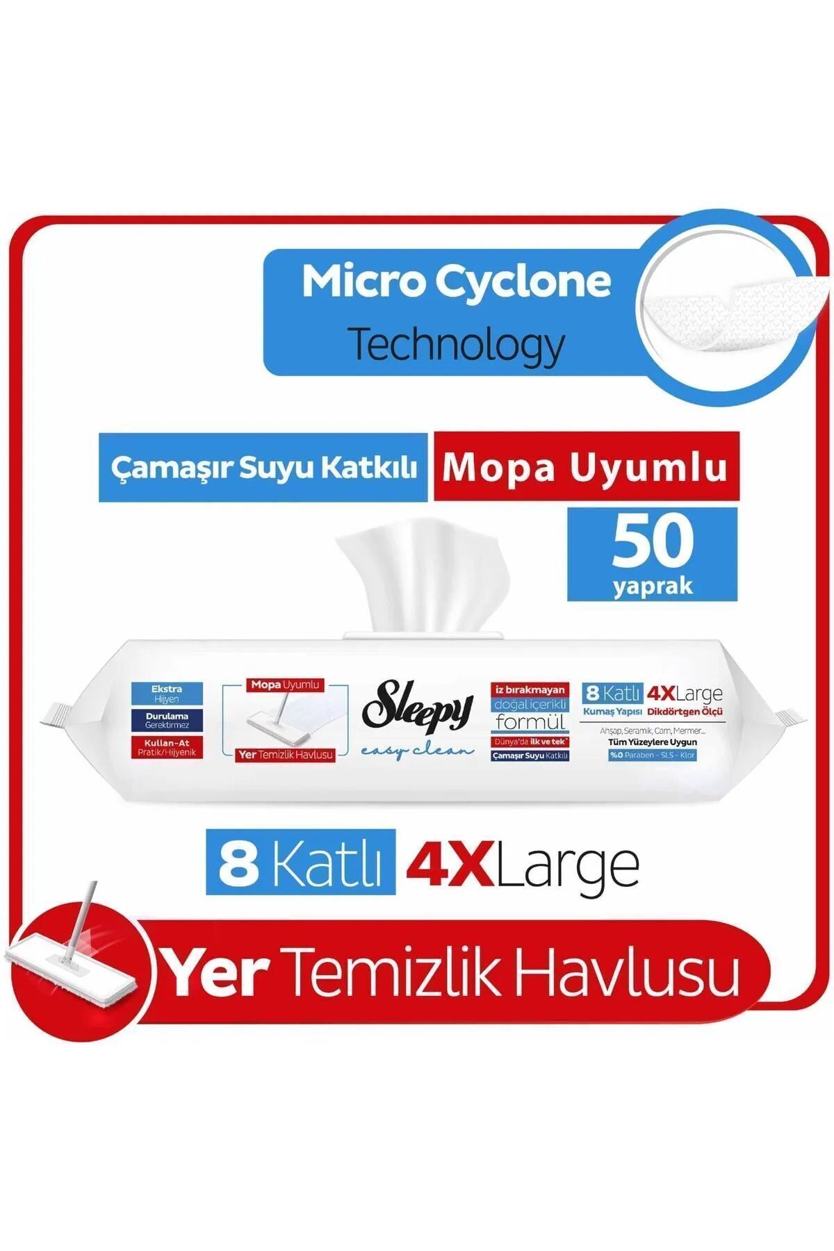 Sleepy 4xl Mopa Uyumlu Çamaşır Sulu Havlu 50'li