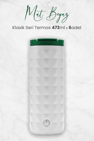Starbucks Mat Beyaz Klasik Seri Termos 473 ml x 6 Adet