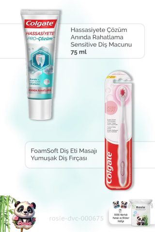 Colgate Hassasiyete Çözüm 75 ml Diş Macunu, FoamSoft Diş Eti Masajı  Diş Fırçası ve ROSIE