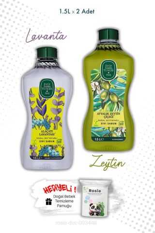 Ayvalık Zeytin Çiçeği ve Alaçatı Lavantası Sıvı Sabun 1.5L ve ROSIE