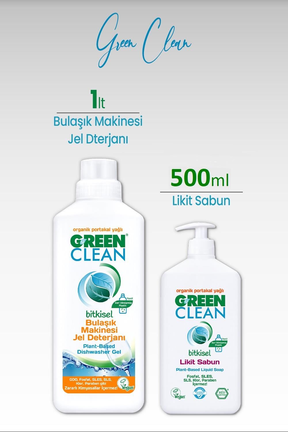 U Green Clean Bulaşık Makinesi Jel Deterjan 1 L ve Likit Sabun 500 ml