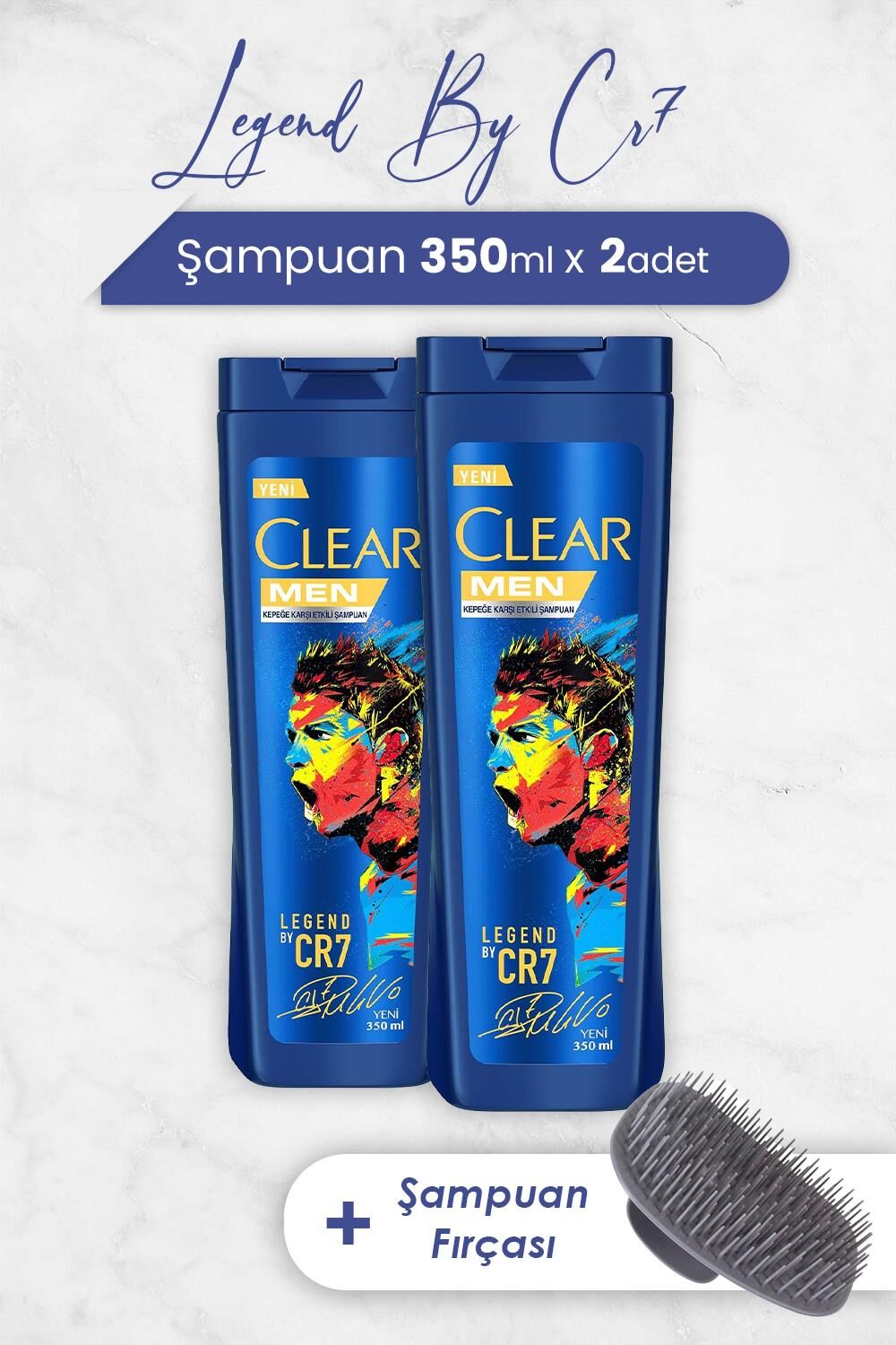 Clear Men Legend By Cristiano Ronaldo 350 ml x 2 Adet ve Şampuan Fırçası