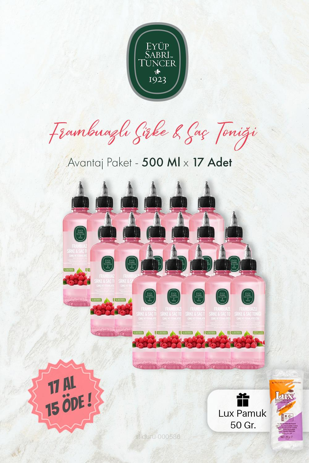 Eyüp Sabri Tuncer Frambuazlı Sirke & Saç Toniği 500 ml 17 AL 15 ÖDE ve Pamuk