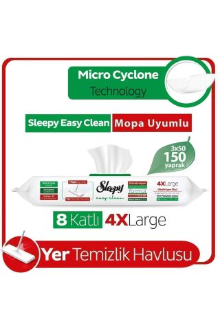 Sleepy Beyaz Sabun Katkılı Mopa Uyumlu Islak Mendil 3X50 (150 Yaprak)