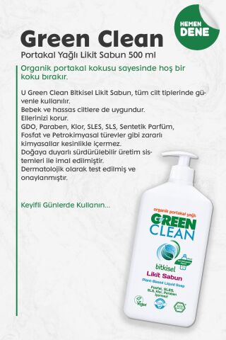 U Green Clean Organik Sıvı Sabun Portakallı 500 ML
