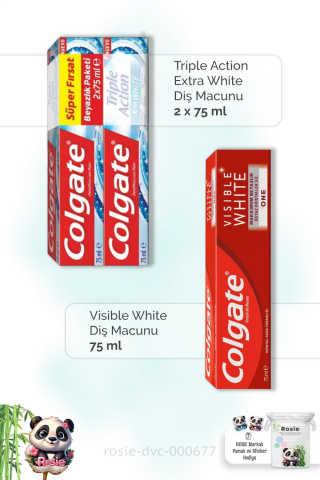 Colgate Action Extra White 2 x 75 ml, Visible White 75 ml Diş Macunu ve ROSIE