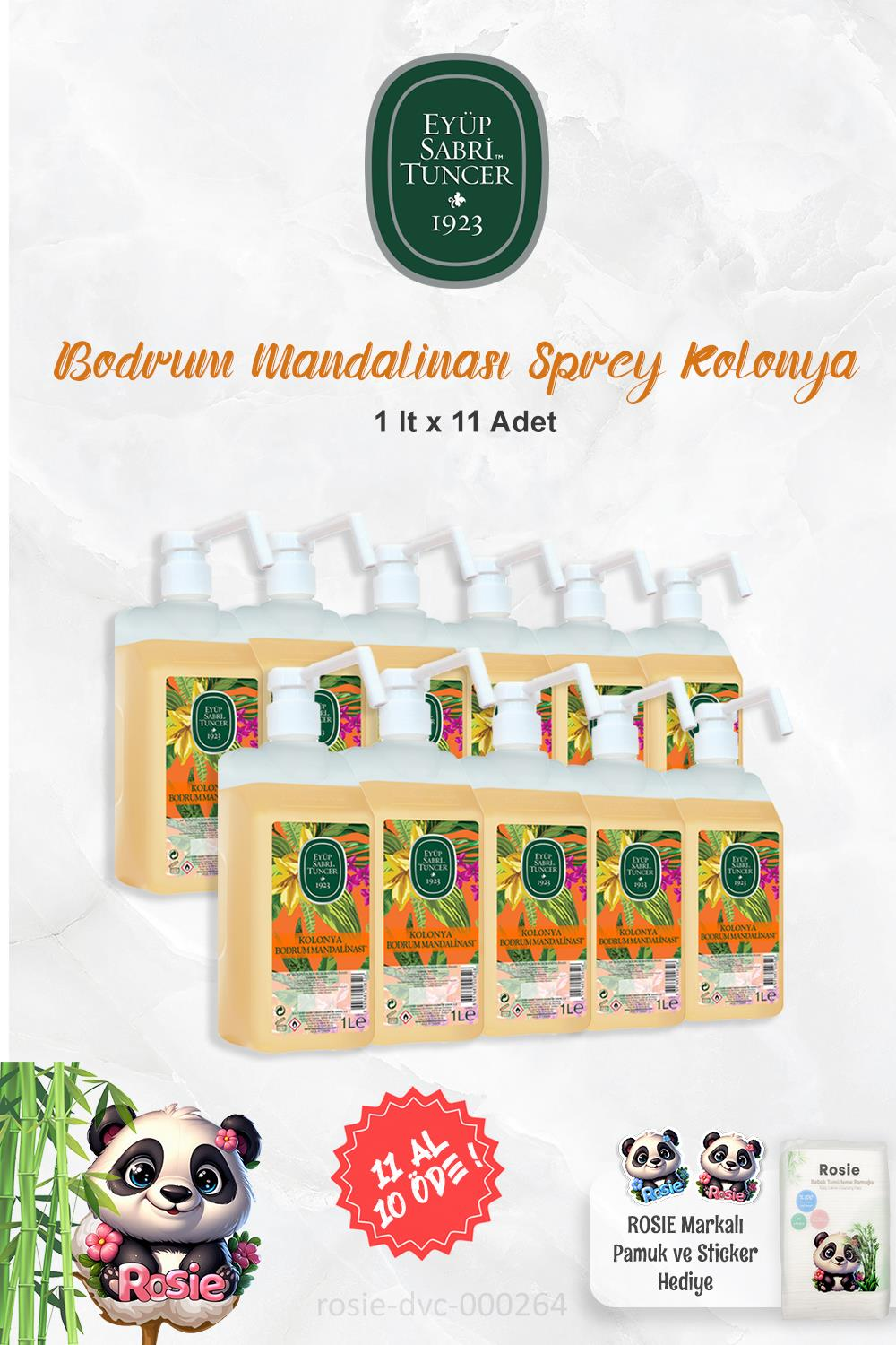 11 AL 10 ÖDE Eyüp Sabri Tuncer 1 lt Sprey Kolonya Bodrum Mandalinası ve ROSIE