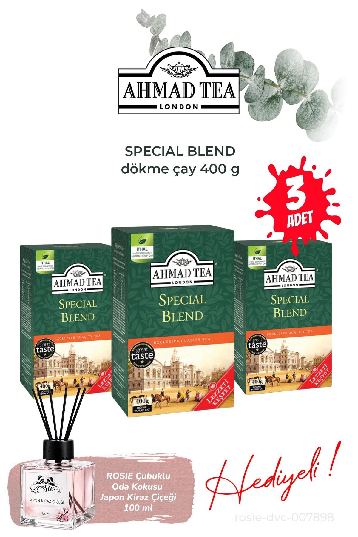 3 Paket dökme çay Special Blend 400 g ve Oda Kokusu