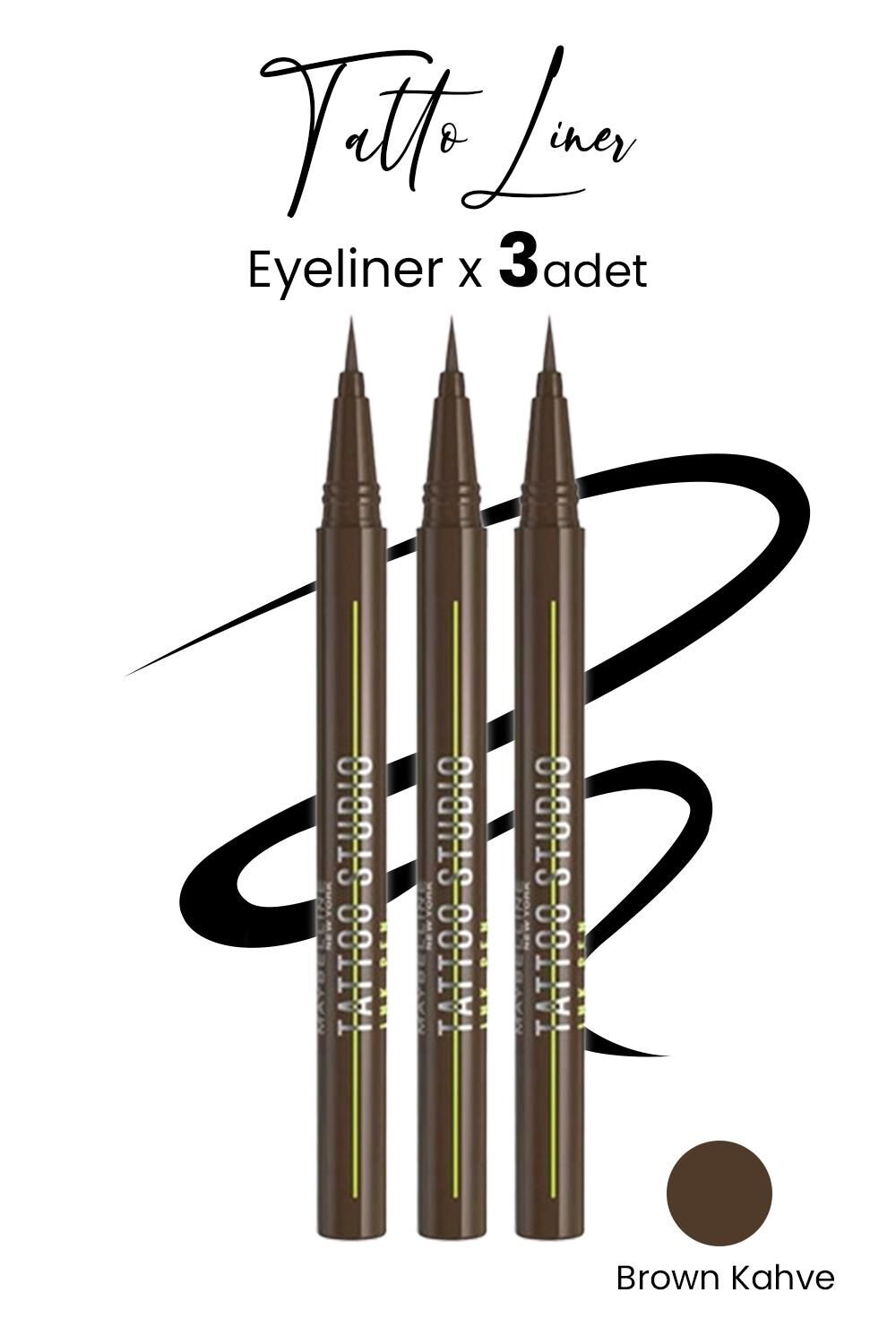 Maybelline Tattoo Liner Ink Pen Eyeliner - Brown Kahve  x 3 Adet