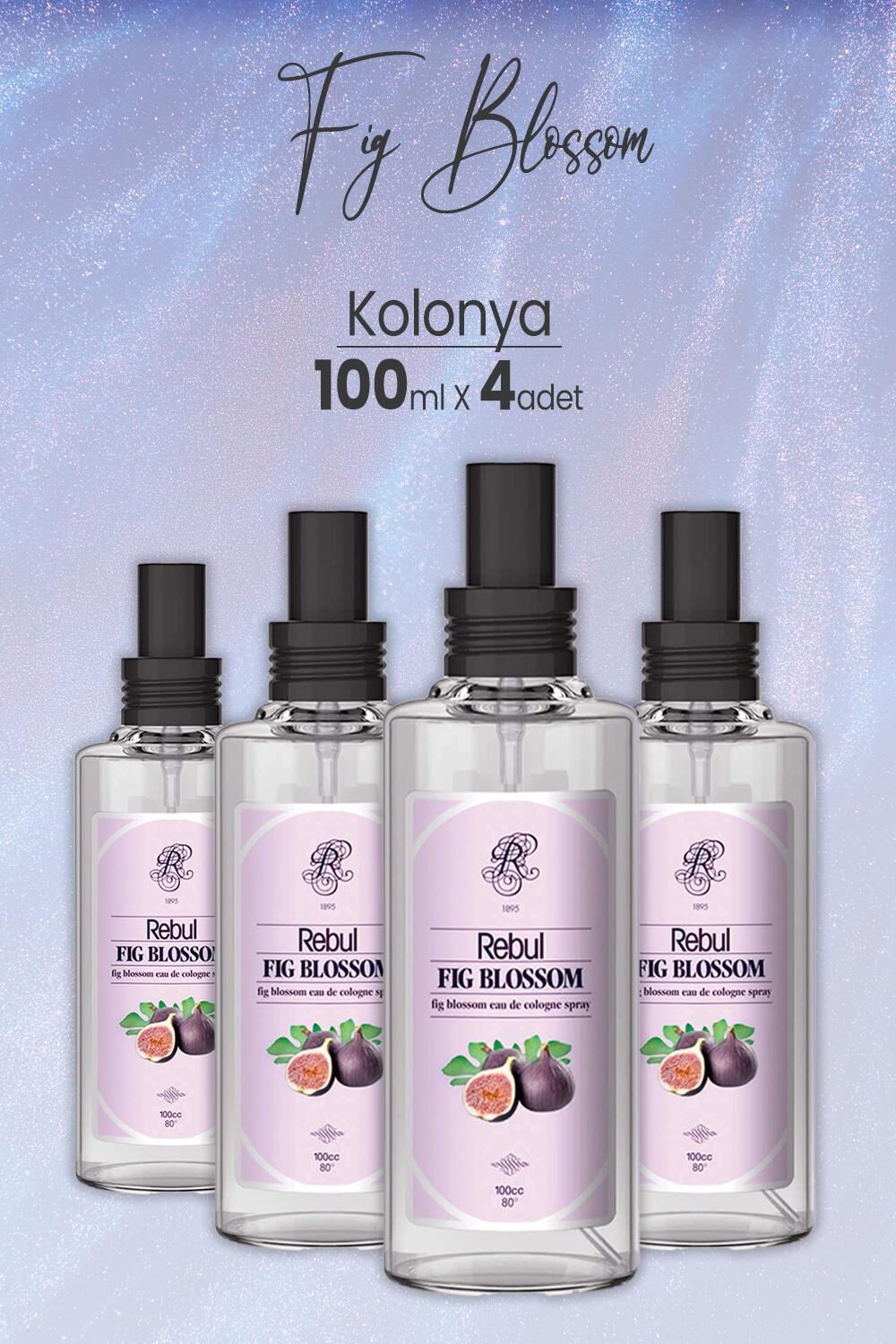 Rebul Fig Blossom Spreyli Cam Şişe İncir Kolonyası 100 ml x 4 Adet