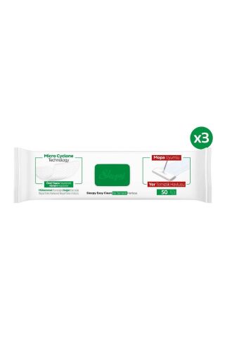 Sleepy Easy Clean Beyaz Sabun Katkılı Mopa Uyumlu Yer Temizlik Havlusu 50 Yaprak 3'lü