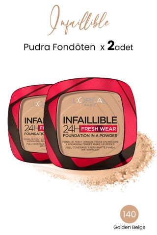 Loreal Paris Infaillible 24H Fresh Wear Pudra Fondöten 140 Golden Beige x 2 Adet