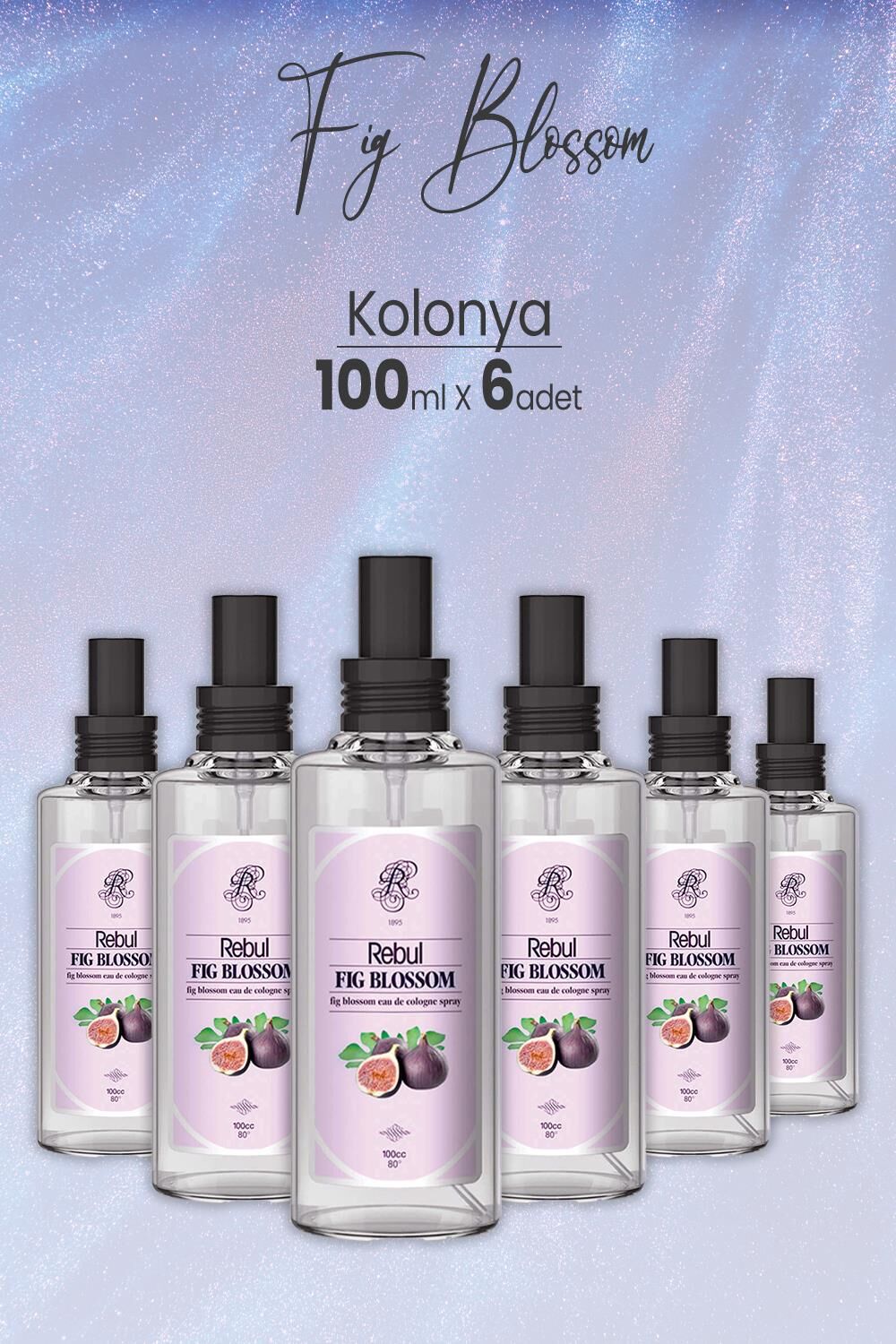 Rebul Fig Blossom Spreyli Cam Şişe İncir Kolonyası 100 ml x 6 Adet